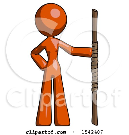 Orange Design Mascot Woman Holding Staff or Bo Staff by Leo Blanchette