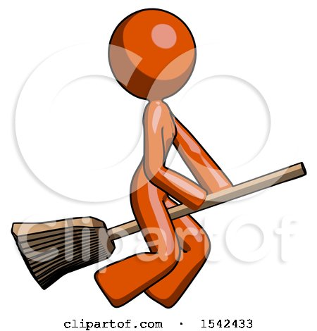 Orange Design Mascot Woman Flying on Broom by Leo Blanchette