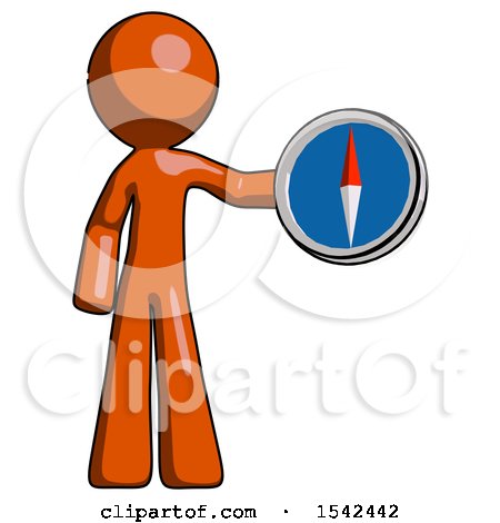 Orange Design Mascot Man Holding a Large Compass by Leo Blanchette