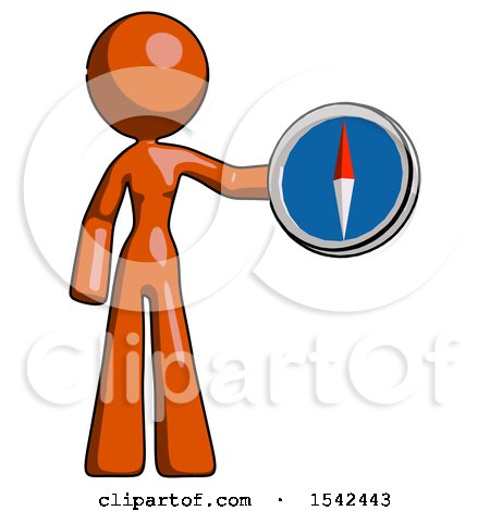 Orange Design Mascot Woman Holding a Large Compass by Leo Blanchette