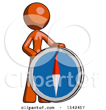 Orange Design Mascot Woman Standing Beside Large Compass by Leo Blanchette