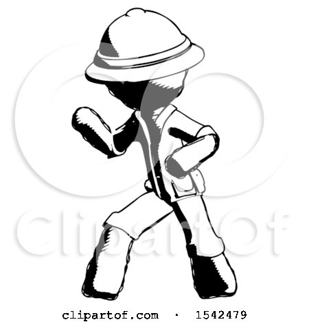 Ink Explorer Ranger Man Martial Arts Defense Pose Left by Leo Blanchette