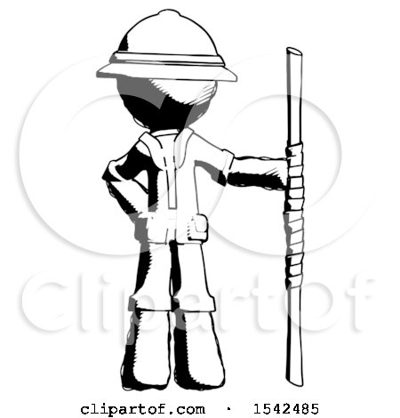 Ink Explorer Ranger Man Holding Staff or Bo Staff by Leo Blanchette