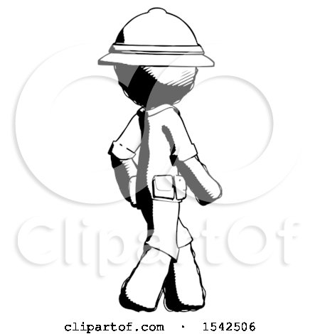 Ink Explorer Ranger Man Walking Away Direction Right View by Leo Blanchette