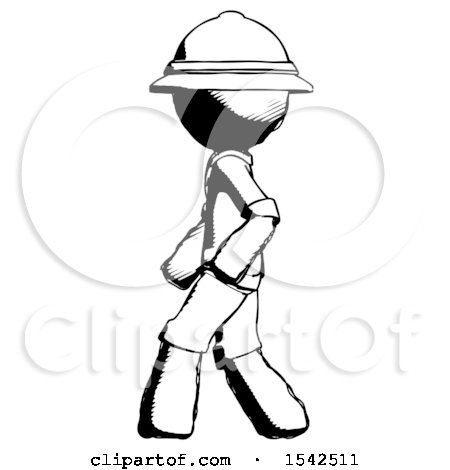 Ink Explorer Ranger Man Walking Left Side View by Leo Blanchette