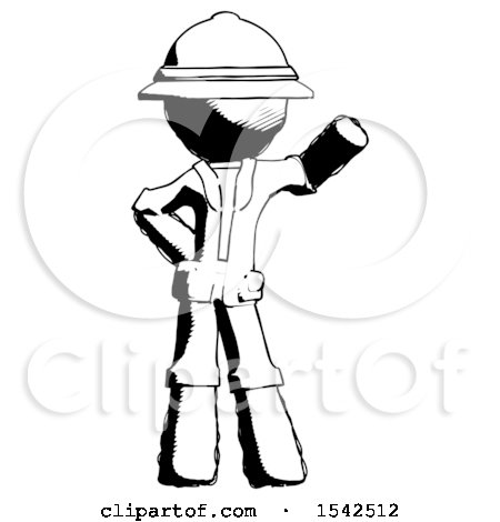 Ink Explorer Ranger Man Waving Left Arm with Hand on Hip by Leo Blanchette
