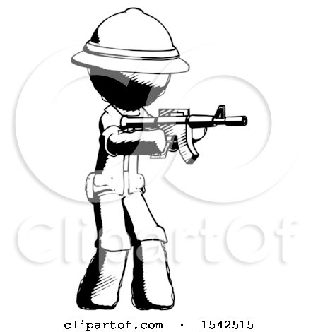 Ink Explorer Ranger Man Shooting Automatic Assault Weapon by Leo Blanchette