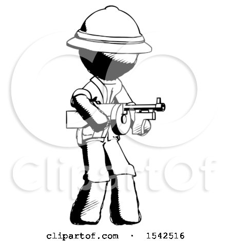 Ink Explorer Ranger Man Tommy Gun Gangster Shooting Pose by Leo Blanchette