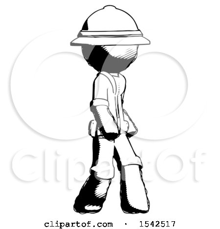 Ink Explorer Ranger Man Walking Turned Right Front View by Leo Blanchette