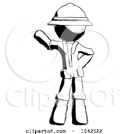 Ink Explorer Ranger Man Waving Right Arm with Hand on Hip by Leo Blanchette