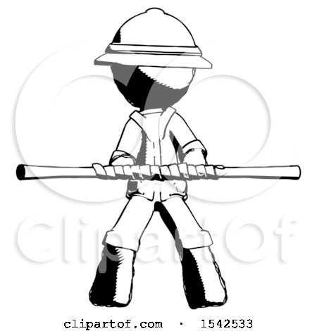 Ink Explorer Ranger Man Bo Staff Kung Fu Defense Pose by Leo Blanchette