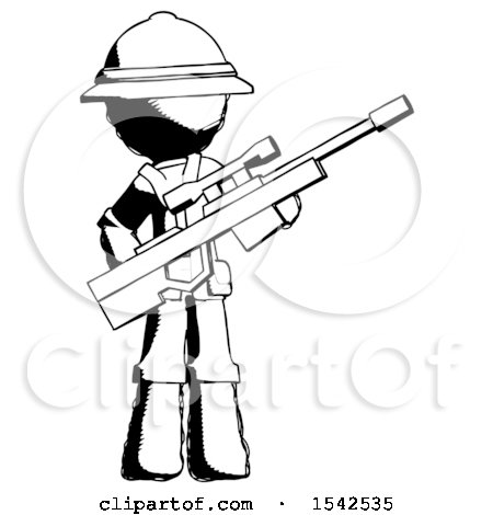 Ink Explorer Ranger Man Holding Sniper Rifle Gun by Leo Blanchette