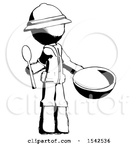 Ink Explorer Ranger Man with Empty Bowl and Spoon Ready to Make Something by Leo Blanchette