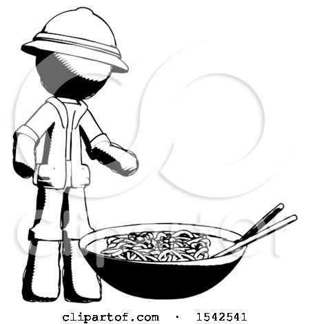 Ink Explorer Ranger Man and Noodle Bowl, Giant Soup Restaraunt Concept by Leo Blanchette