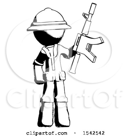 Ink Explorer Ranger Man Holding Automatic Gun by Leo Blanchette