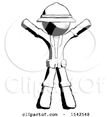 Ink Explorer Ranger Man Surprise Pose, Arms and Legs out by Leo Blanchette