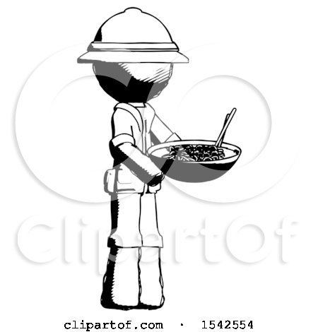 Ink Explorer Ranger Man Holding Noodles Offering to Viewer by Leo Blanchette