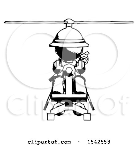 Ink Explorer Ranger Man Flying in Gyrocopter Front View by Leo Blanchette