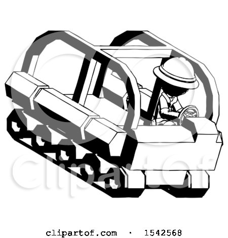 Ink Explorer Ranger Man Driving Amphibious Tracked Vehicle Top Angle View by Leo Blanchette