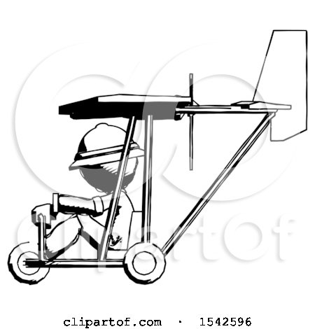 Ink Explorer Ranger Man in Ultralight Aircraft Side View by Leo Blanchette