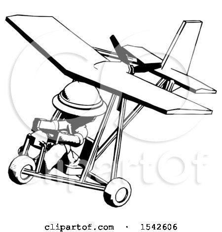 Ink Explorer Ranger Man in Ultralight Aircraft Top Side View by Leo Blanchette