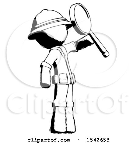 Ink Explorer Ranger Man Inspecting with Large Magnifying Glass Facing up by Leo Blanchette