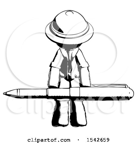 Ink Explorer Ranger Man Weightlifting a Giant Pen by Leo Blanchette