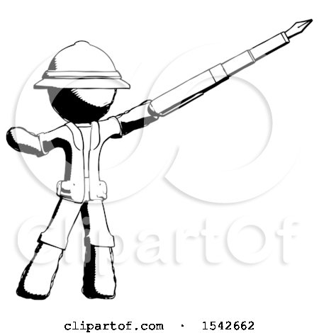 Ink Explorer Ranger Man Pen Is Mightier Than the Sword Calligraphy Pose by Leo Blanchette