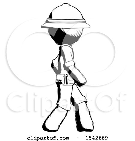 Ink Explorer Ranger Man Walking Right Side View by Leo Blanchette
