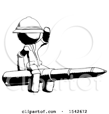Ink Explorer Ranger Man Riding a Pen like a Giant Rocket by Leo Blanchette
