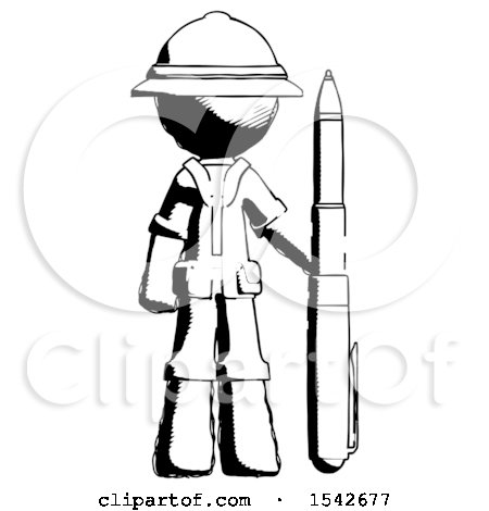 Ink Explorer Ranger Man Holding Large Pen by Leo Blanchette