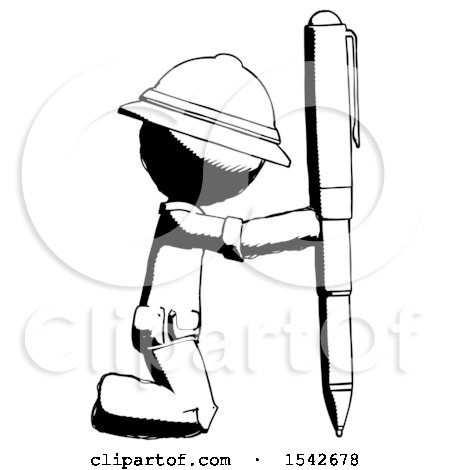 Ink Explorer Ranger Man Posing with Giant Pen in Powerful yet Awkward Manner. by Leo Blanchette