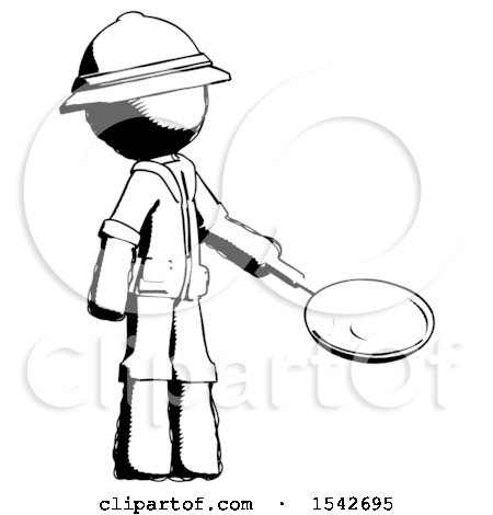 Ink Explorer Ranger Man Frying Egg in Pan or Wok Facing Right by Leo Blanchette