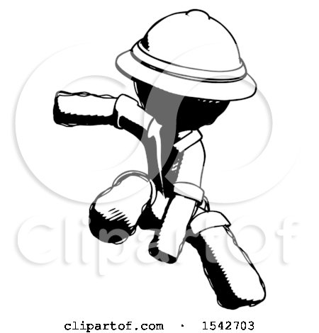 Ink Explorer Ranger Man Action Hero Jump Pose by Leo Blanchette