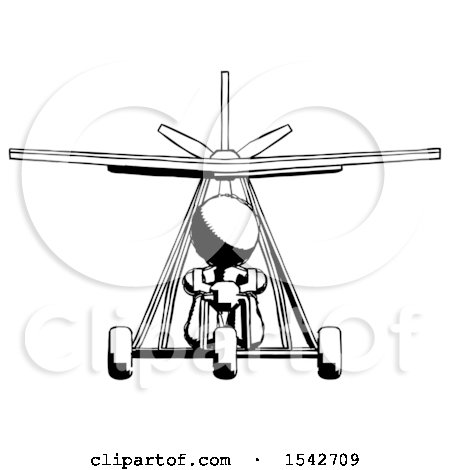 Ink Design Mascot Man in Ultralight Aircraft Front View by Leo Blanchette
