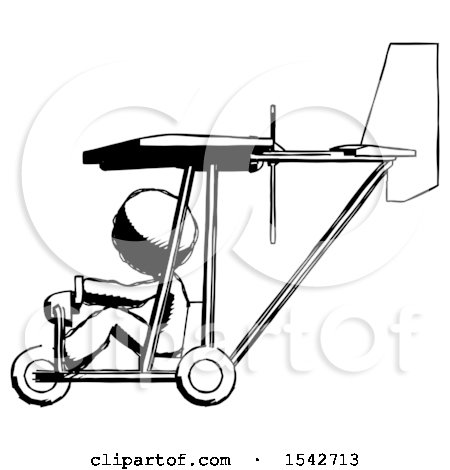 Ink Design Mascot Man in Ultralight Aircraft Side View by Leo Blanchette