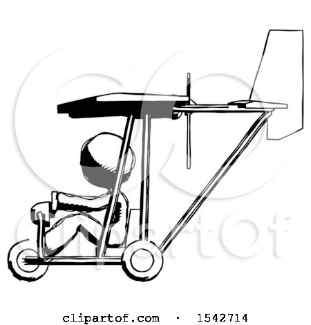 Ink Design Mascot Woman in Ultralight Aircraft Side View by Leo Blanchette