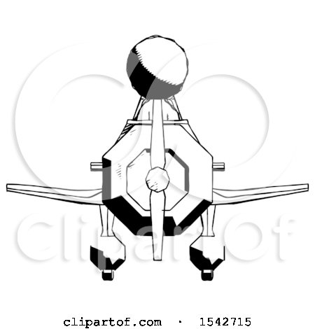 Ink Design Mascot Man in Geebee Stunt Plane Front View by Leo Blanchette
