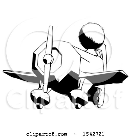 Ink Design Mascot Man Flying in Geebee Stunt Plane Viewed from Below by Leo Blanchette