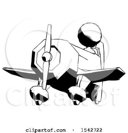 Ink Design Mascot Woman Flying in Geebee Stunt Plane Viewed from Below by Leo Blanchette