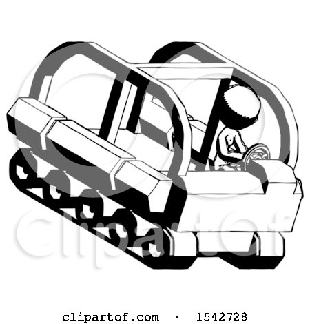 Ink Design Mascot Woman Driving Amphibious Tracked Vehicle Top Angle View by Leo Blanchette