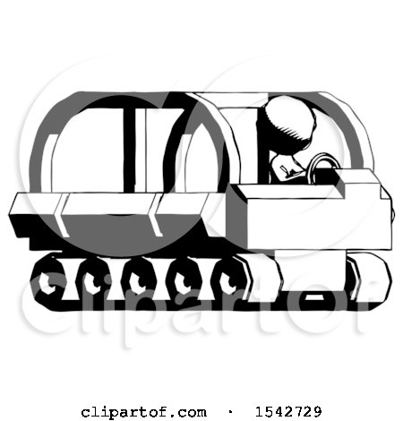 Ink Design Mascot Man Driving Amphibious Tracked Vehicle Side Angle View by Leo Blanchette