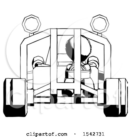 Ink Design Mascot Man Riding Sports Buggy Front View by Leo Blanchette