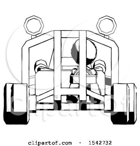 Ink Design Mascot Woman Riding Sports Buggy Front View by Leo Blanchette