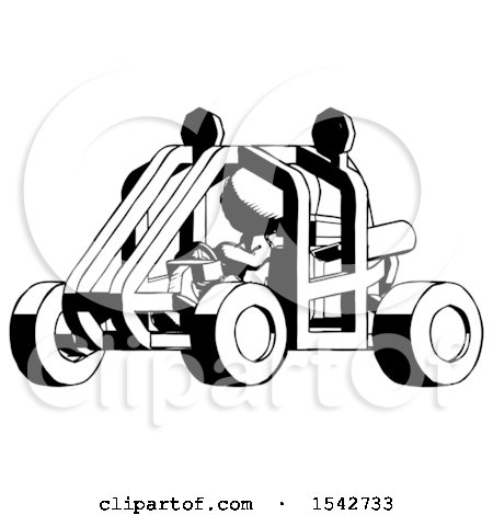 Ink Design Mascot Man Riding Sports Buggy Side Angle View by Leo Blanchette
