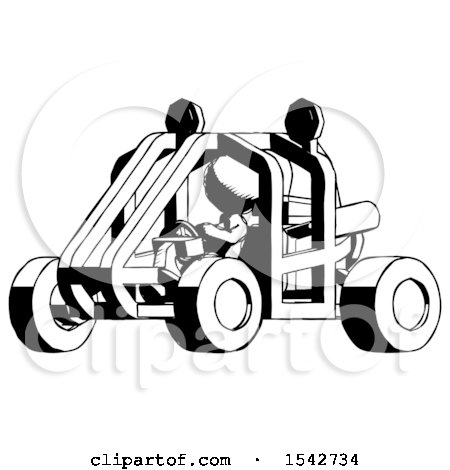 Ink Design Mascot Woman Riding Sports Buggy Side Angle View by Leo Blanchette