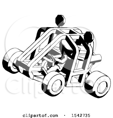 Ink Design Mascot Man Riding Sports Buggy Side Top Angle View by Leo Blanchette