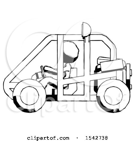 Ink Design Mascot Woman Riding Sports Buggy Side View by Leo Blanchette