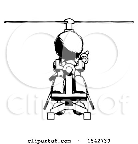 Ink Design Mascot Man Flying in Gyrocopter Front View by Leo Blanchette