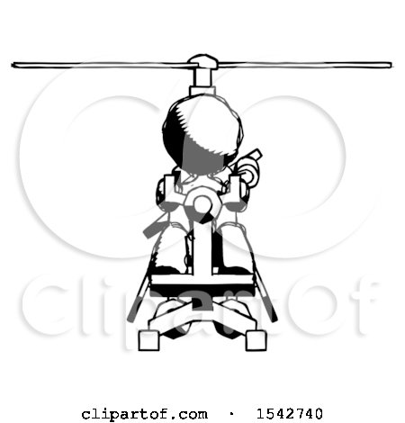 Ink Design Mascot Woman Flying in Gyrocopter Front View by Leo Blanchette